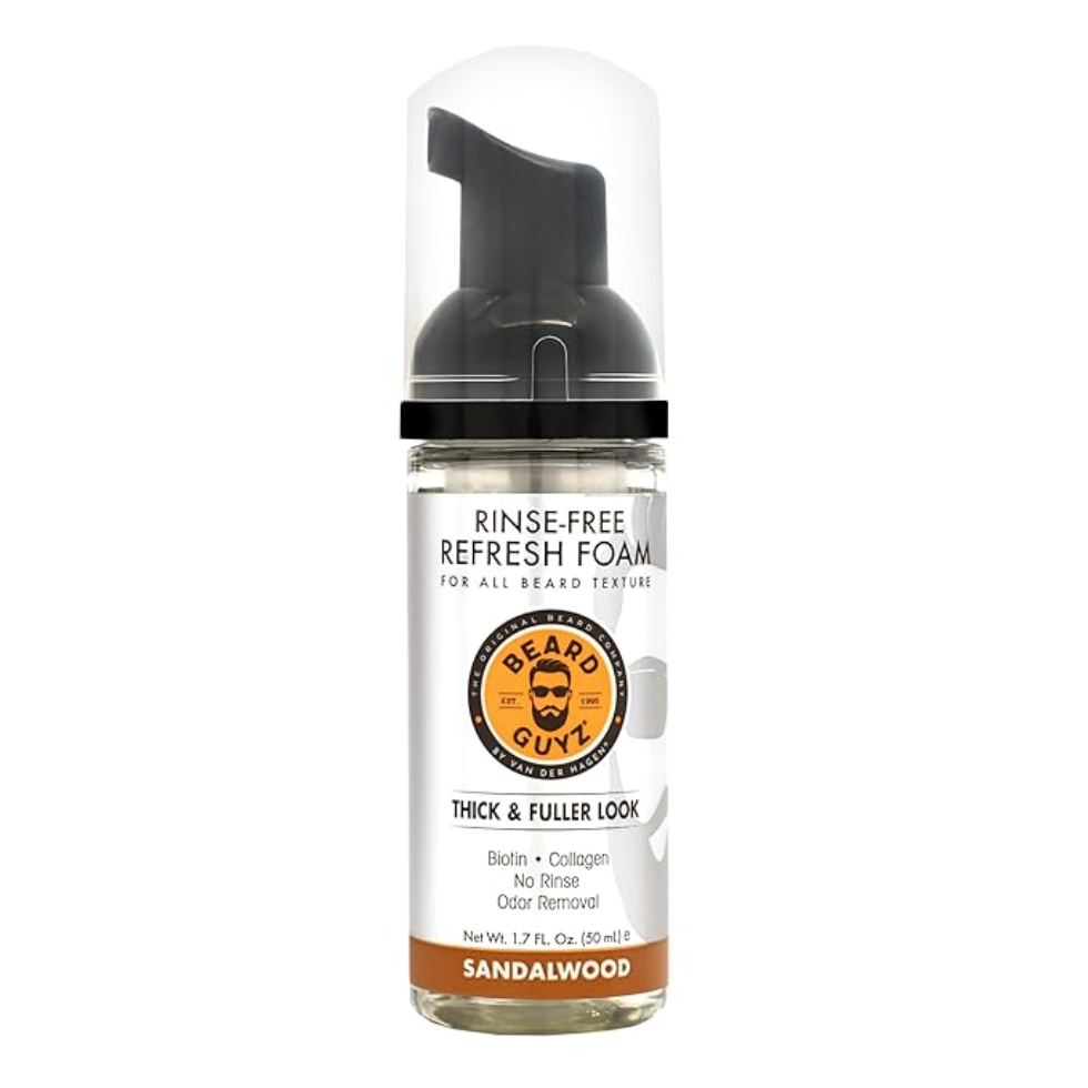 Beard guyz rinse free refresh foam 1.7oz waterless beard cleanser removes dirt and odor