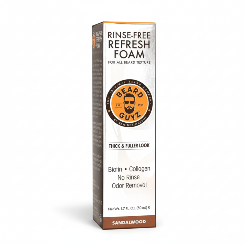 Beard guyz rinse free refresh foam 1.7oz waterless beard cleanser removes dirt and odor