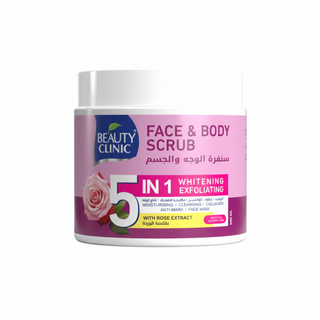 Beauty clinic 5 in 1 rose face and body scrub 500ml glow care exfoliating hydrating scrub