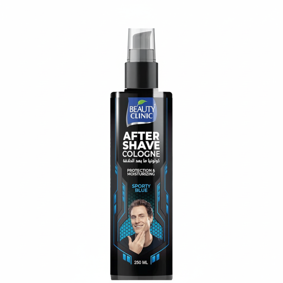 Beauty clinic after shave cologne sporty blue 250ml soothing moisturizing men's grooming care
