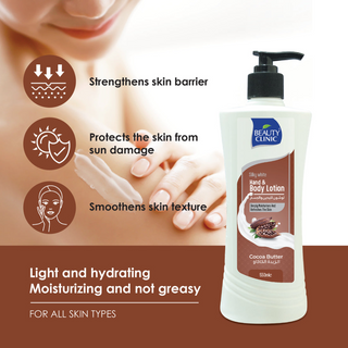 Beauty clinic cocoa butter hand and body lotion 550ml deep hydration moisturizing skin care lotion