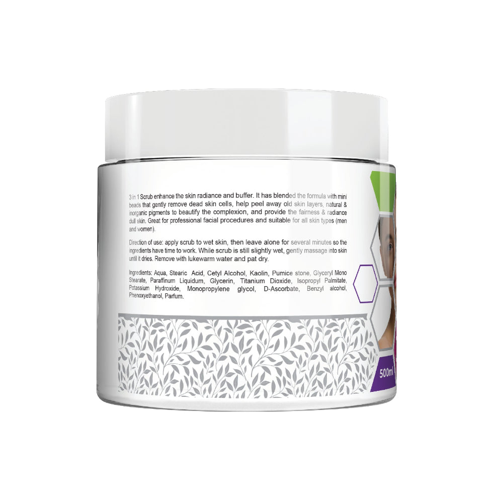 Beauty clinic 3 in 1 facial scrub 500ml face wash anti aging face mask multi care skin product