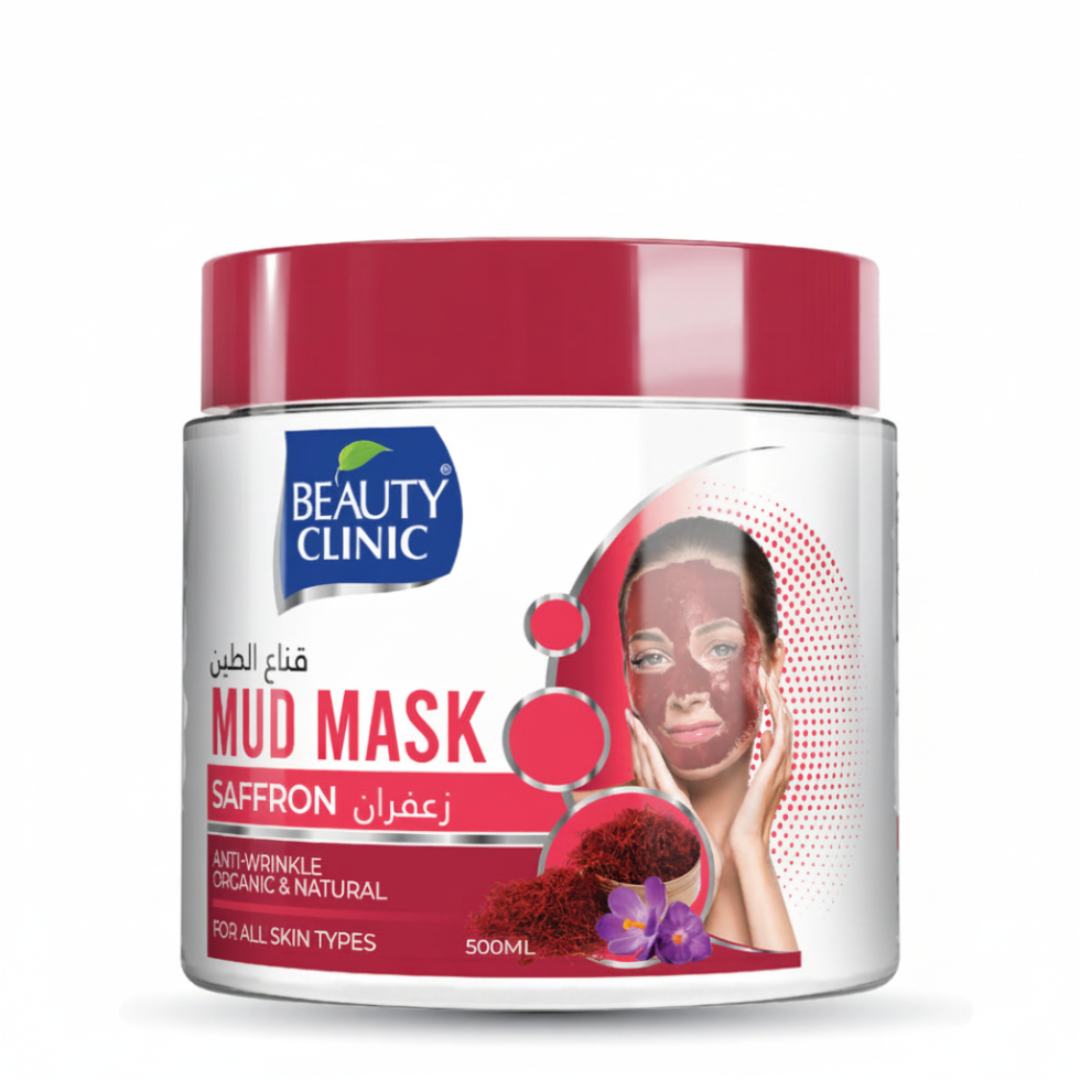 Beauty clinic saffron mud mask 500ml brightening anti aging clay face mask deep cleansing skin care