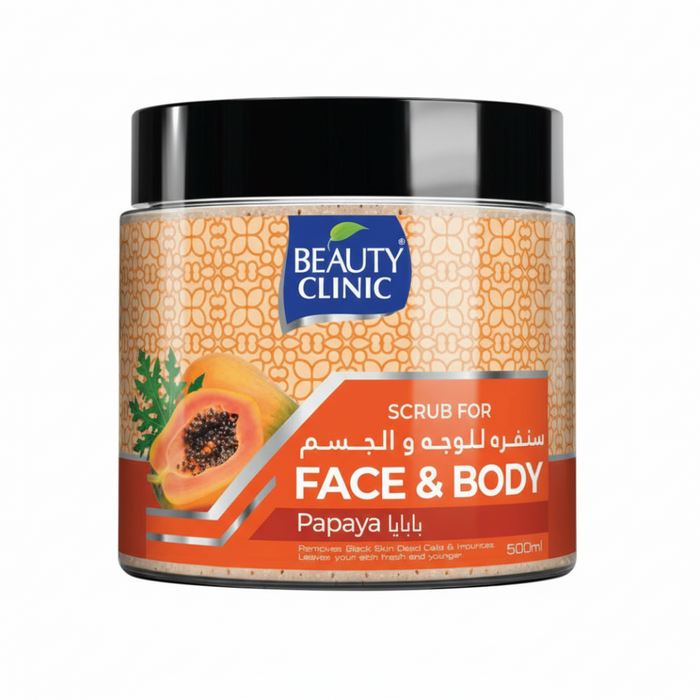 Beauty Clinic Papaya Face & Body Scrub 500ml | Exfoliating Skin Polish Scrub