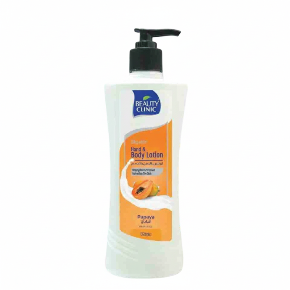 Beauty clinic papaya hand and body lotion 550ml hydrating moisturizing skin care lotion for daily use