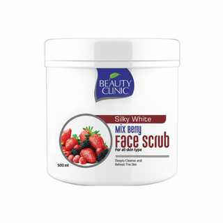 Beauty clinic silky white mix berry face scrub 500ml deep cleanse refreshing skin exfoliating scrub