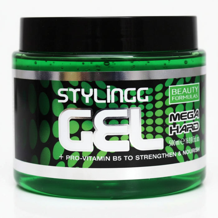 Beauty Formula styling gel mega hard 500ml strong hold hair styling gel for long lasting control and shine