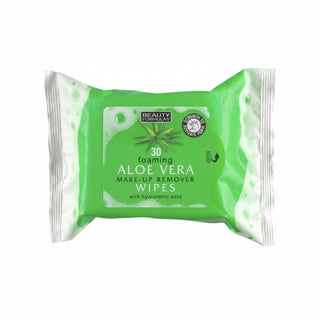 Beauty Formulas foaming aloe vera makeup remover wipes 30 gentle cleansing wipes for hydrated refreshed skin
