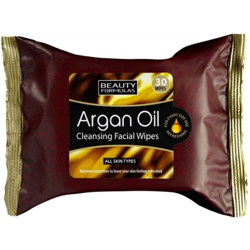 Beauty Formulas argan oil cleansing facial wipes 30 gentle makeup remover wipes for soft hydrated skin