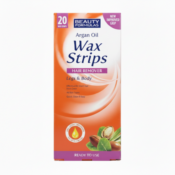 Beauty Formulas argan oil wax strips for smooth hair removal and soft nourished skin care