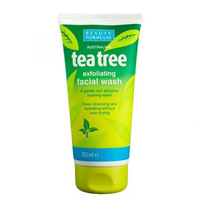 Beauty Formulas Australian tea tree exfoliating facial wash 150ml deep cleansing face wash for clear smooth skin
