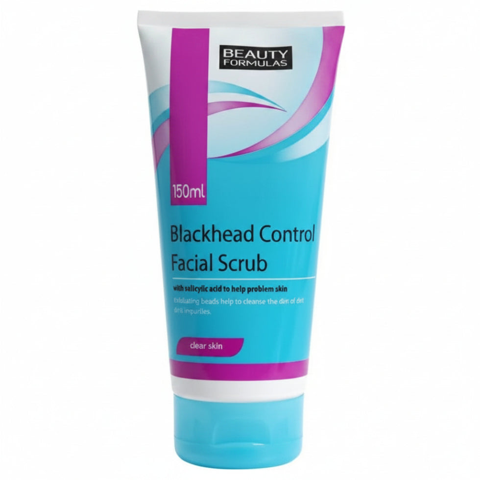 Beauty Formulas blackhead control facial scrub 150ml deep exfoliating cleanser for smooth clear skin
