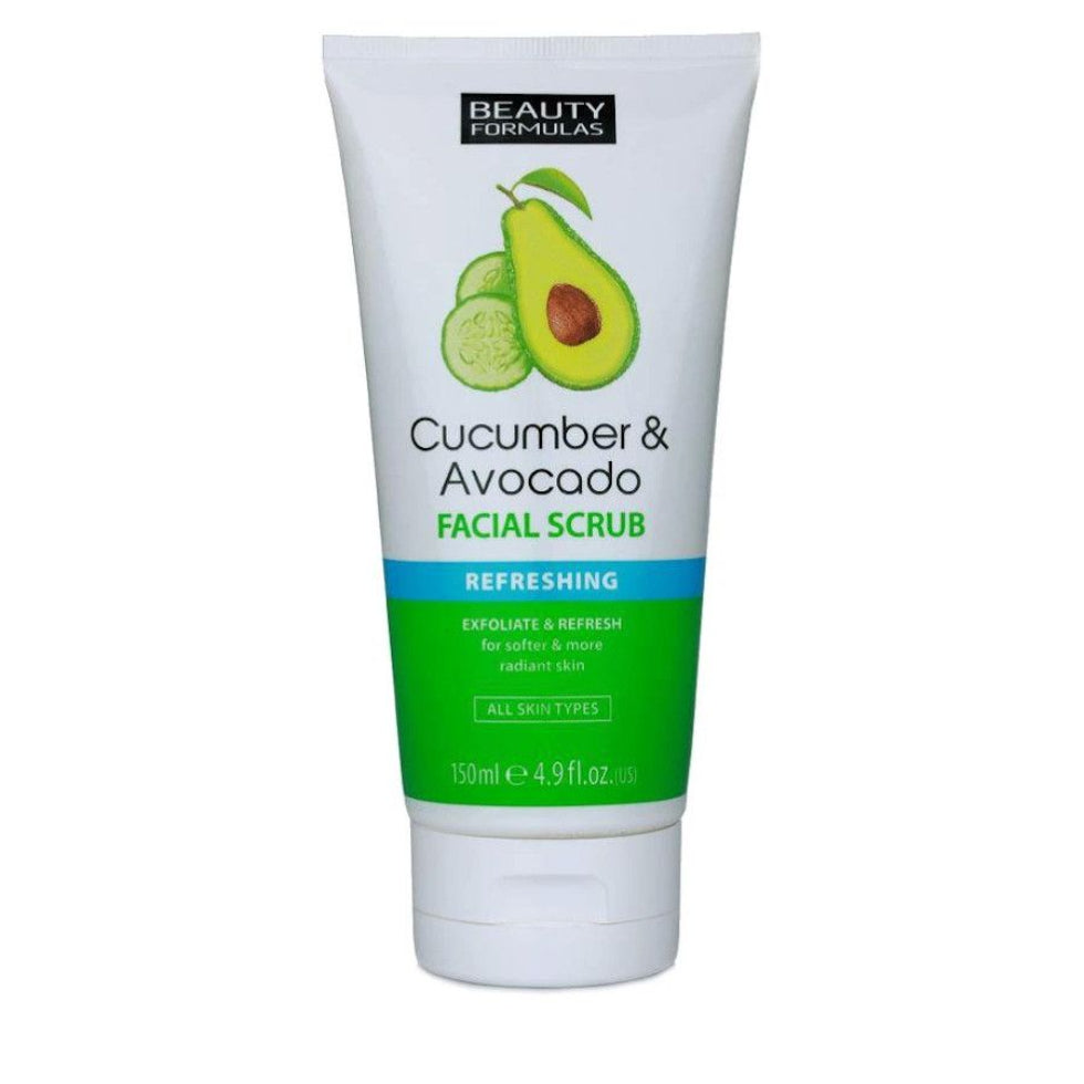 Beauty Formulas cucumber avocado facial scrub 150ml gentle exfoliating face scrub for smooth soft glowing skin
