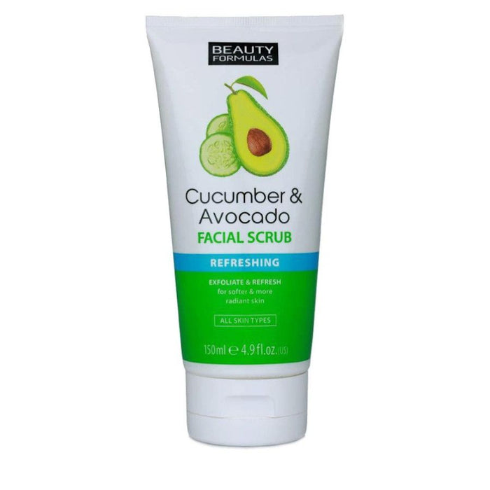 Beauty Formulas Cucumber Avocado Facial Scrub 150ml | Gentle Exfoliating Scrub
