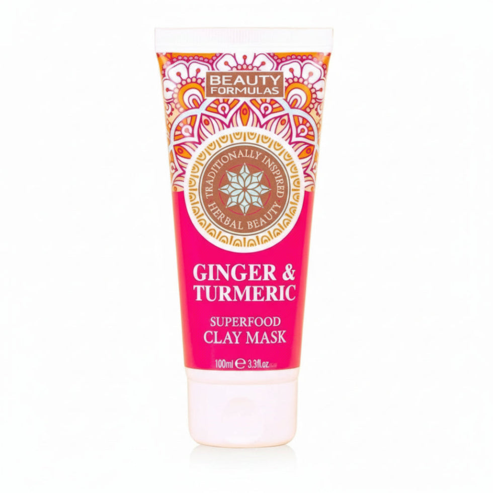 Beauty Formulas ginger & turmeric superfood clay mask 100ml detox brightening face mask for glowing skin