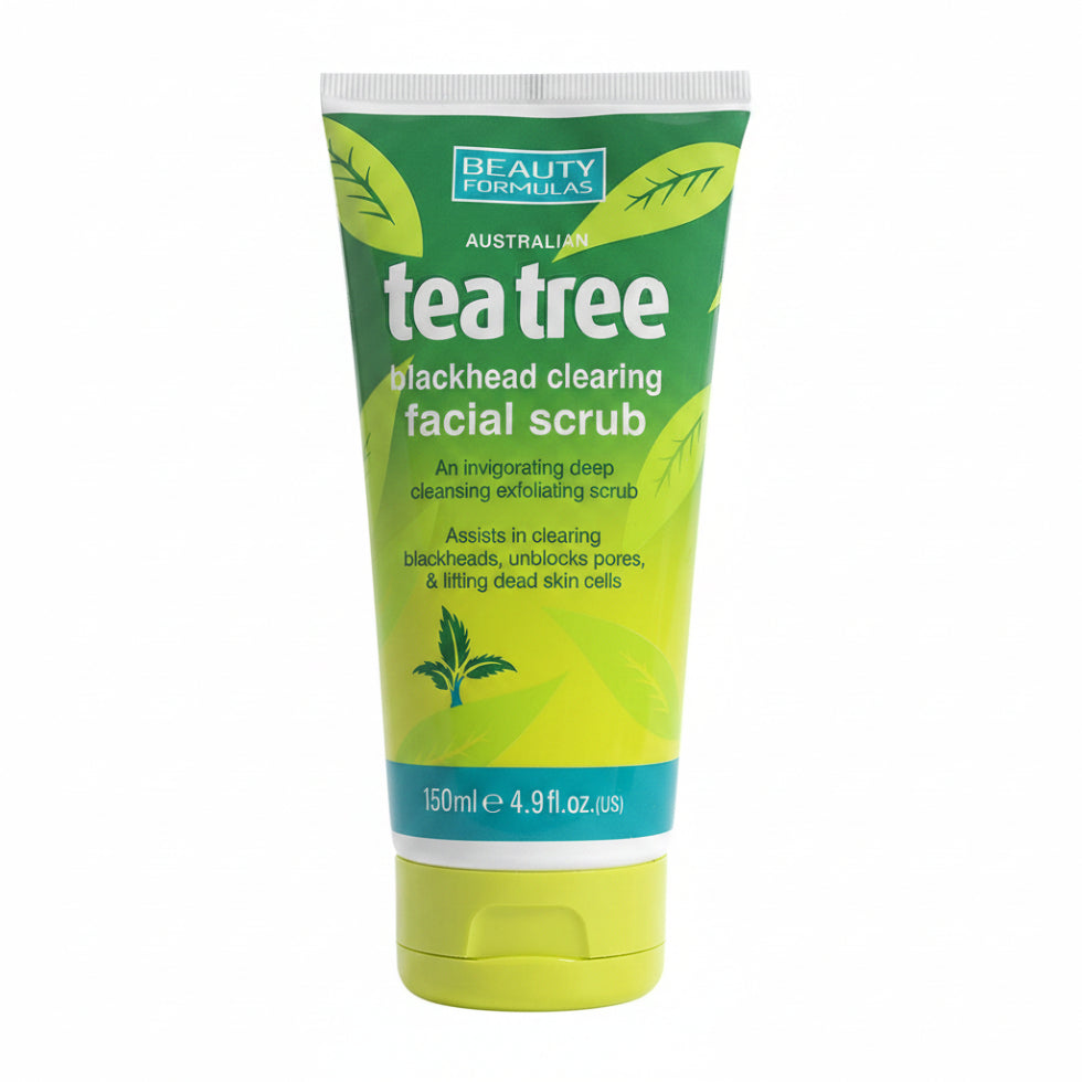 beauty formulas tea tree blackhead clearing facial scrub 150ml deep cleansing exfoliating face scrub for clear smooth skin
