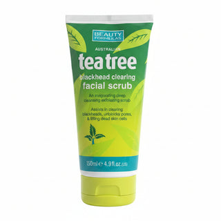 beauty formulas tea tree blackhead clearing facial scrub 150ml deep cleansing exfoliating face scrub for clear smooth skin

