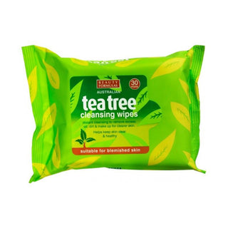 Beauty Formulas tea tree cleansing wipes 30 oil control face wipes for clean purified skin
