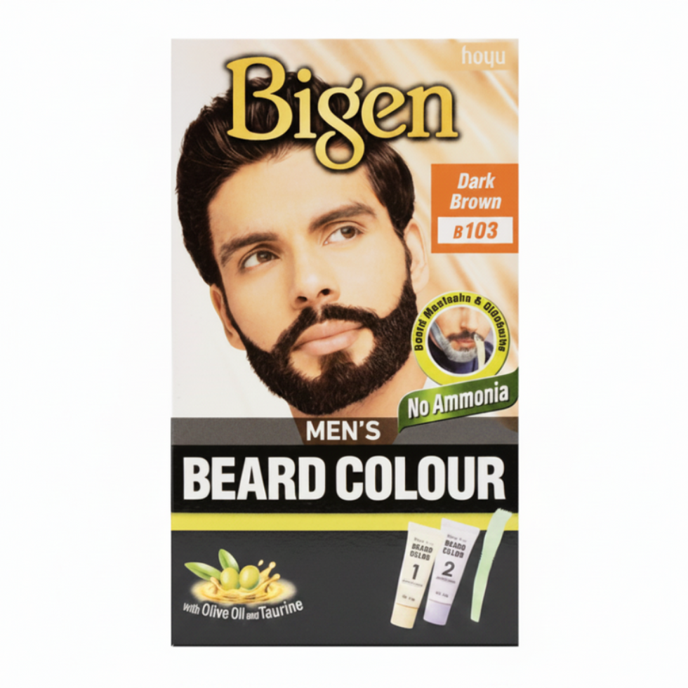 bigen men beard colour b103 dark brown grey coverage beard dye for men natural looking long lasting facial hair color