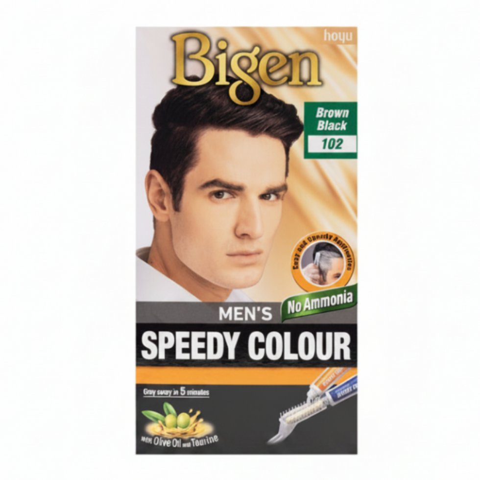 bigen men speedy color 102 brown black 5 minute ammonia free hair dye for fast grey coverage natural looking long lasting hair color product
