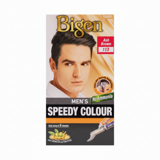 bigen men speedy color 113 ash brown 5 minute ammonia free hair dye for fast grey coverage cool toned natural looking long lasting hair color