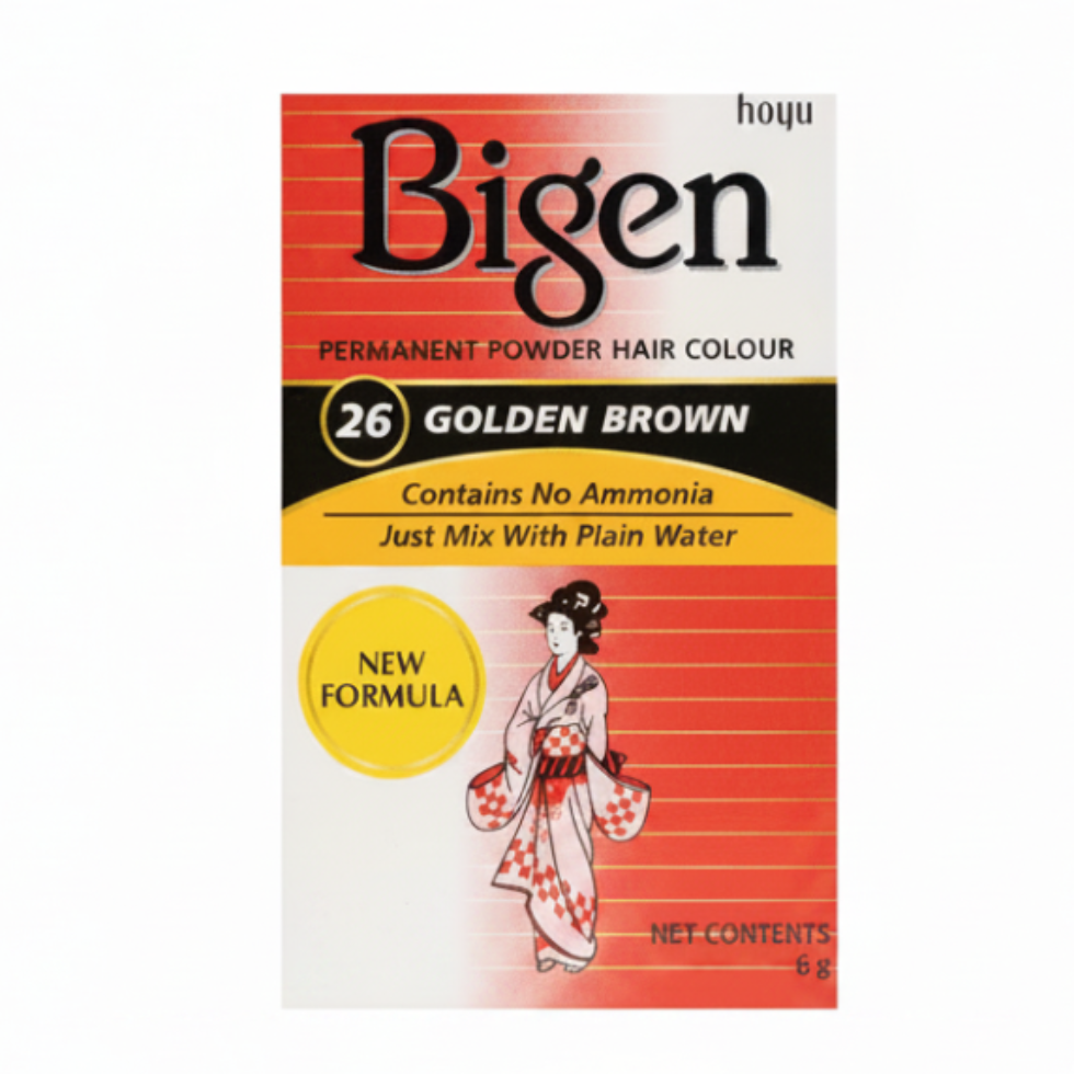 bigen permanent powder hair colour 26 golden brown ammonia free water activated dye for grey coverage natural warm golden brown long lasting hair color