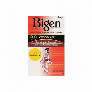 bigen permanent powder hair colour 45 chocolate ammonia free water activated powder dye for grey coverage rich chocolate brown long lasting hair color