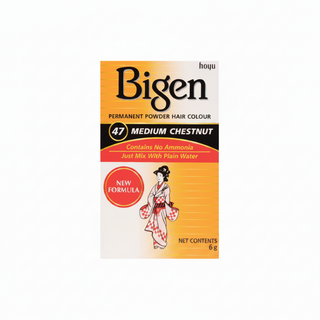bigen permanent powder hair colour 47 medium chestnut ammonia free water activated powder dye for grey coverage natural chestnut brown long lasting hair color