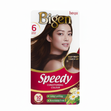 bigen speedy conditioning colour 6 medium brown ammonia free hair dye for grey coverage conditioning natural medium brown long lasting shiny hair color