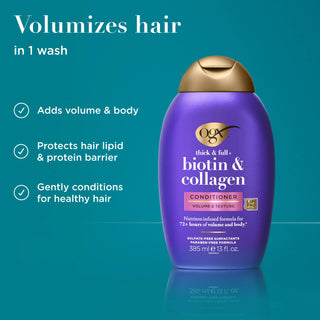 OGX Biotin & Collagen Conditioner 385ml | Thick & Full Volumizing Hair Care