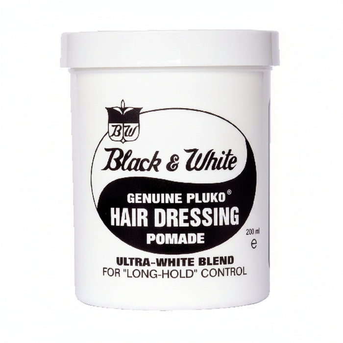 Black & White Genuine Pluko Pomade 200ml | Strong Hold & Classic Hair Shine