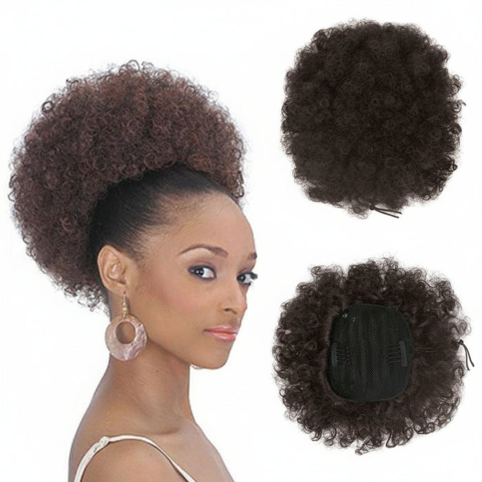 blissource drawstring ponytail ella afro puff natural textured puff hairpiece