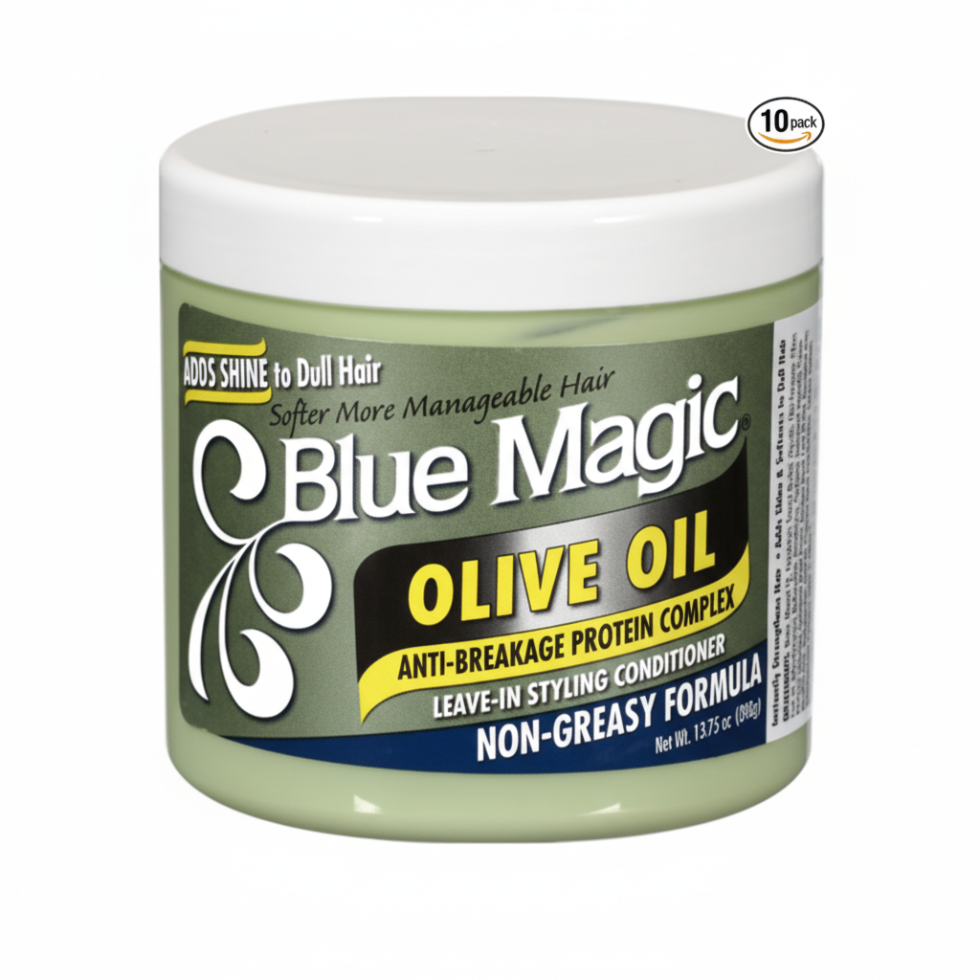 blue magic olive oil leave in conditioner 390g anti breakage strengthen shine hair styling cream treatment