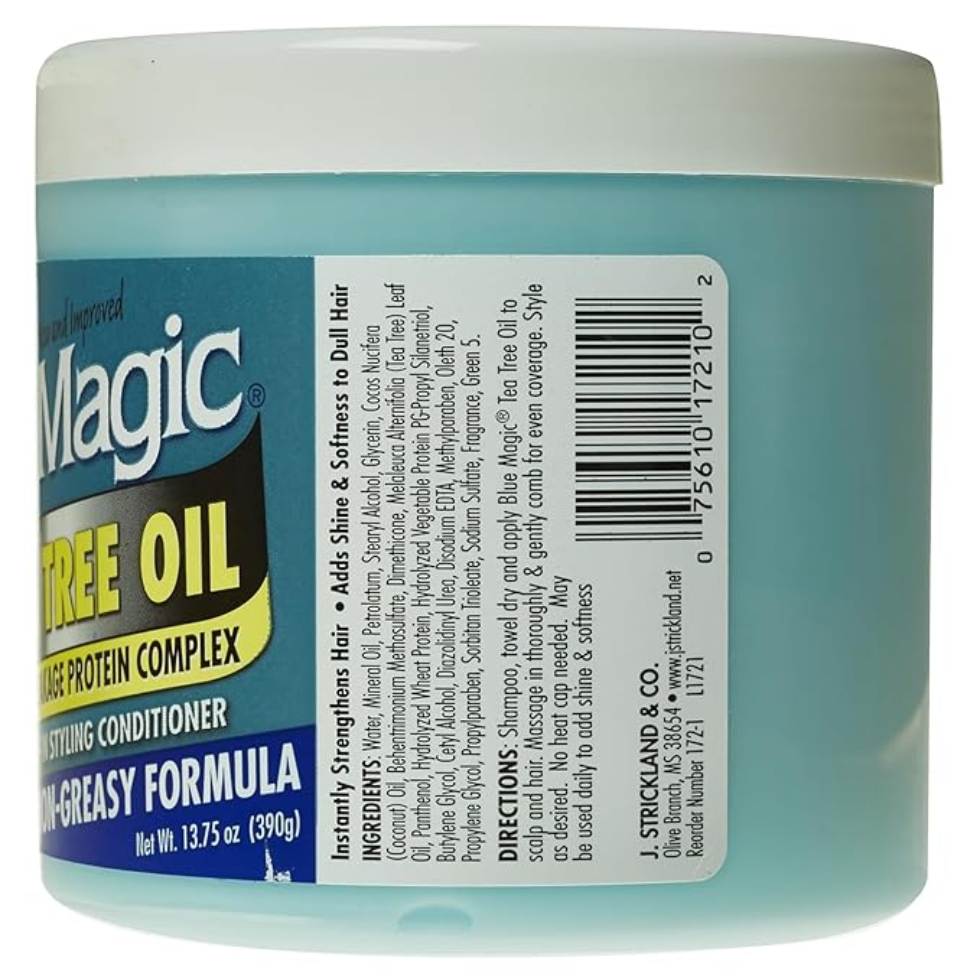blue magic tea tree oil leave in conditioner 390g anti breakage nourishing strengthening moisturizing hair scalp care product