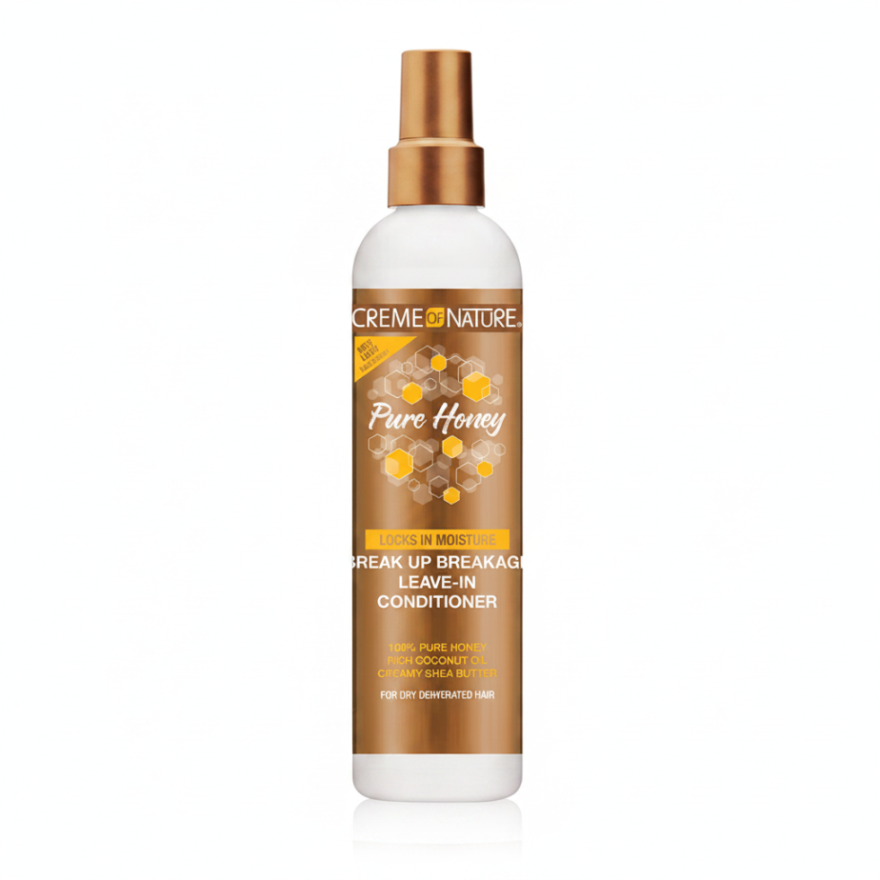 Creme of nature pure honey break up breakage leave in conditioner 236ml moisture strength leave in for reducing breakage strengthening soft healthy manageable hair care product