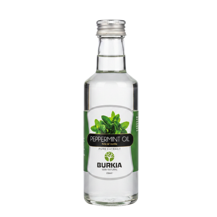Burkia pure peppermint oil 250ml natural essential oil for hair scalp cooling and aromatherapy use
