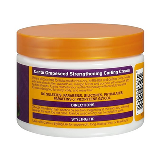 Cantu Grapeseed Strengthening Curl Cream 12oz | Moisturize & Define Soft, Bouncy Curls