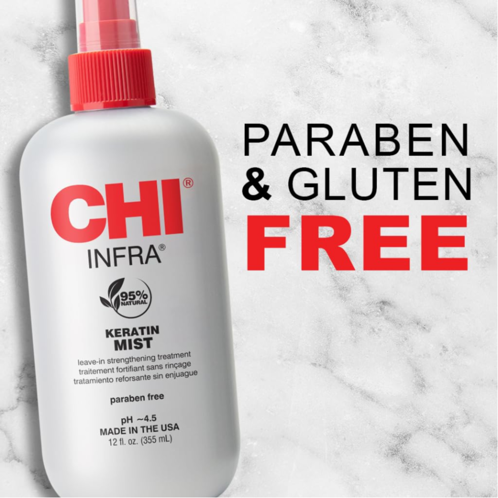 CHI Keratin Mist 12oz strengthening hair spray for softness shine and damage repair