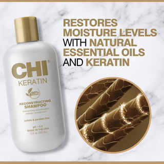 CHI Keratin Reconstructing Shampoo 12oz repairs and strengthens damaged hair