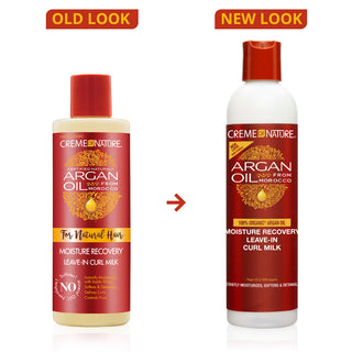 Creme of nature argan oil moisture recovery leave in curl milk 236ml hydrate define curls moisturizing curl cream for frizz control soft bouncy natural hair styling