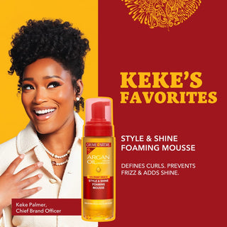Creme of nature argan oil style shine foaming mousse 207ml define hydrate curls lightweight styling mousse for frizz control shine and soft curl definition