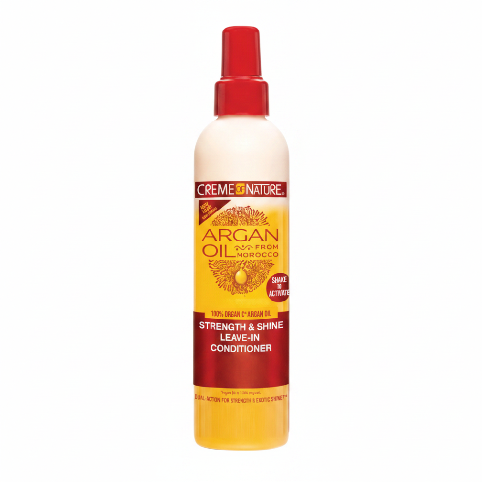 Creme of nature argan oil strength shine leave in conditioner 250ml repair shine leave in treatment for damaged hair strengthening moisturizing soft shiny manageable hair care product