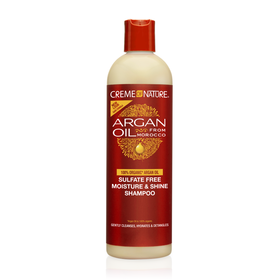 Creme of nature sulfate free moisture shine shampoo 355ml argan oil hydrating shampoo gentle cleansing for soft shiny healthy hair sulfate free hair care product