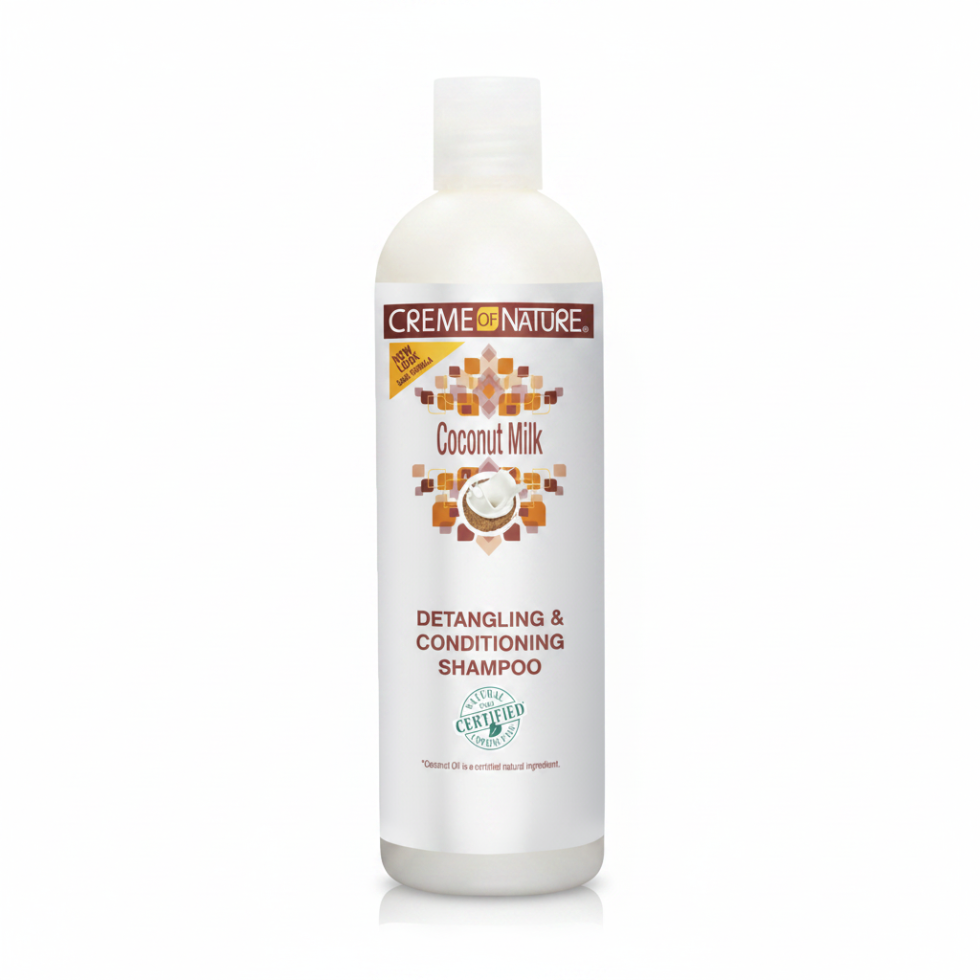 Creme of nature coconut milk detangling conditioning shampoo 12oz hydrating shampoo for smooth manageable hair easy detangling soft shiny hair care product