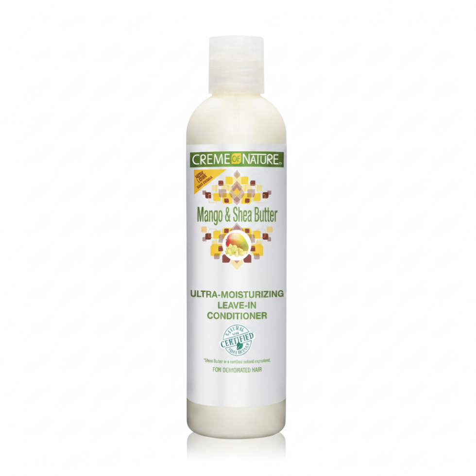 Creme of nature mango shea butter ultra moisturizing leave in conditioner 250ml hydrating detangling leave in for soft smooth frizz free manageable shiny hair care product
