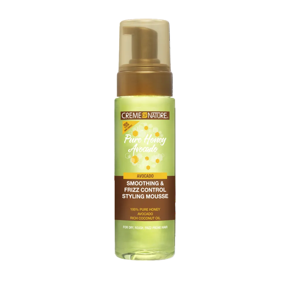 Creme of nature pure honey styling mousse 207ml frizz control curl defining mousse for smooth bouncy curls lightweight moisturizing hair styling foam