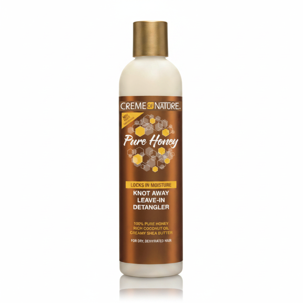 Creme of nature pure honey knot away leave in detangler 236ml hydrating leave in detangler for soft manageable hair easy combing reduced breakage hair care product