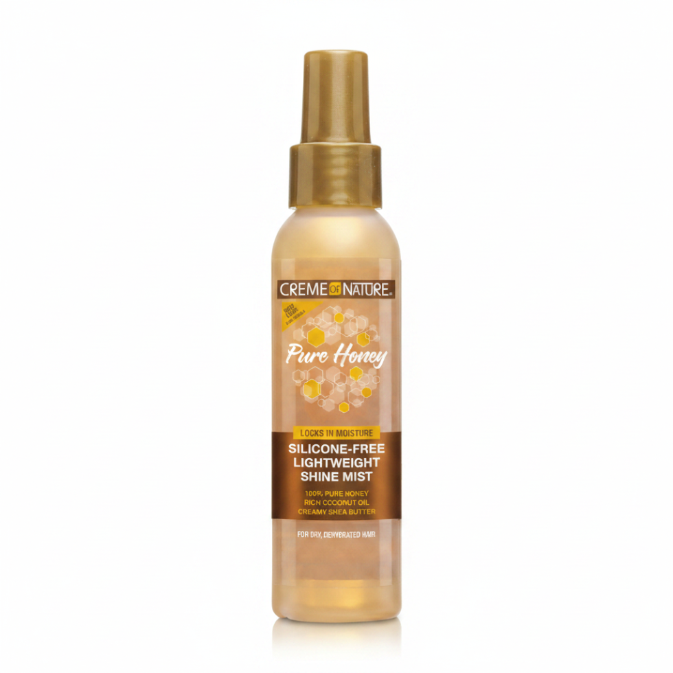 Creme of nature pure honey silicone free lightweight shine mist 118ml frizz control shine spray for smooth soft hair finishing lightweight non greasy hair shine product