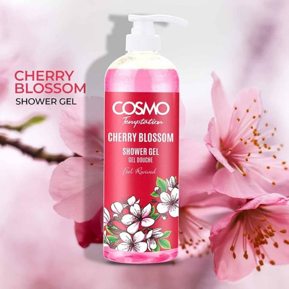 cosmo cherry blossom shower gel 1000ml soft fresh floral cleansing body wash for smooth scented and refreshed skin