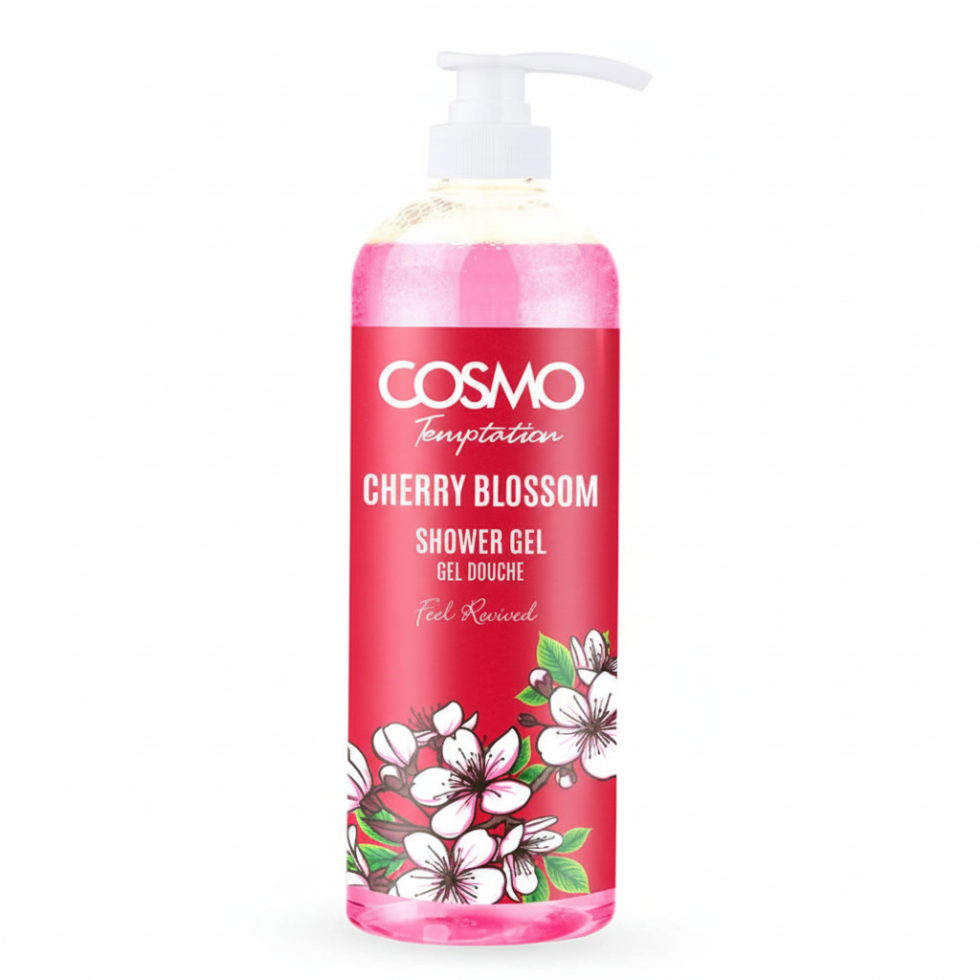 cosmo cherry blossom shower gel 1000ml soft fresh floral cleansing body wash for smooth scented and refreshed skin